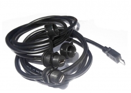 母防水MicroUSB5芯螺纹M12-1.0转MicroUSB5芯公头线长1米