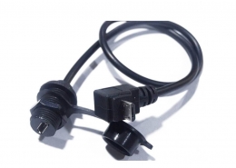 MicroUSB5芯母防水M12-1.0转公上弯头接0.5米连接线两头注塑