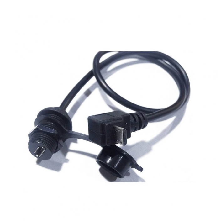 MicroUSB5芯母防水M12-1.0转公上弯头接0.5米连接线两头注塑 MicroUSB5芯母防水M12-1.0转公上弯头接0.5米连接线两头注塑