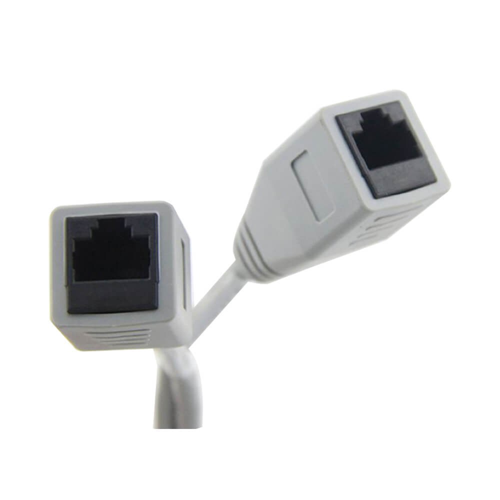 D-Sub连接器9芯母头直式一拖二转RJ45连接器母头直式串口POE连接线