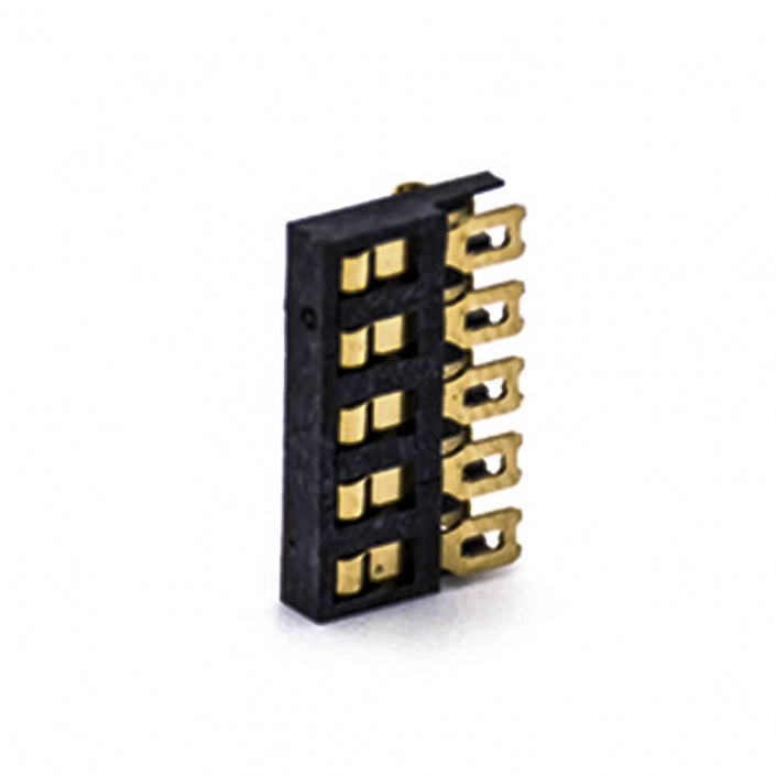 卧式电池座接PCB板接触弹片镀金5芯间距2.0