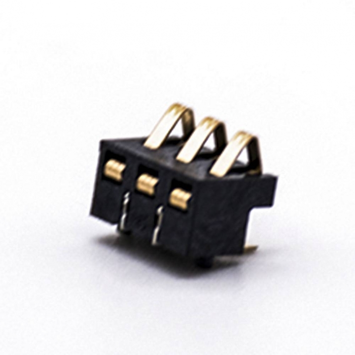 手机锂电池座间距2.5MM3芯塑高4.0H镀金弹片