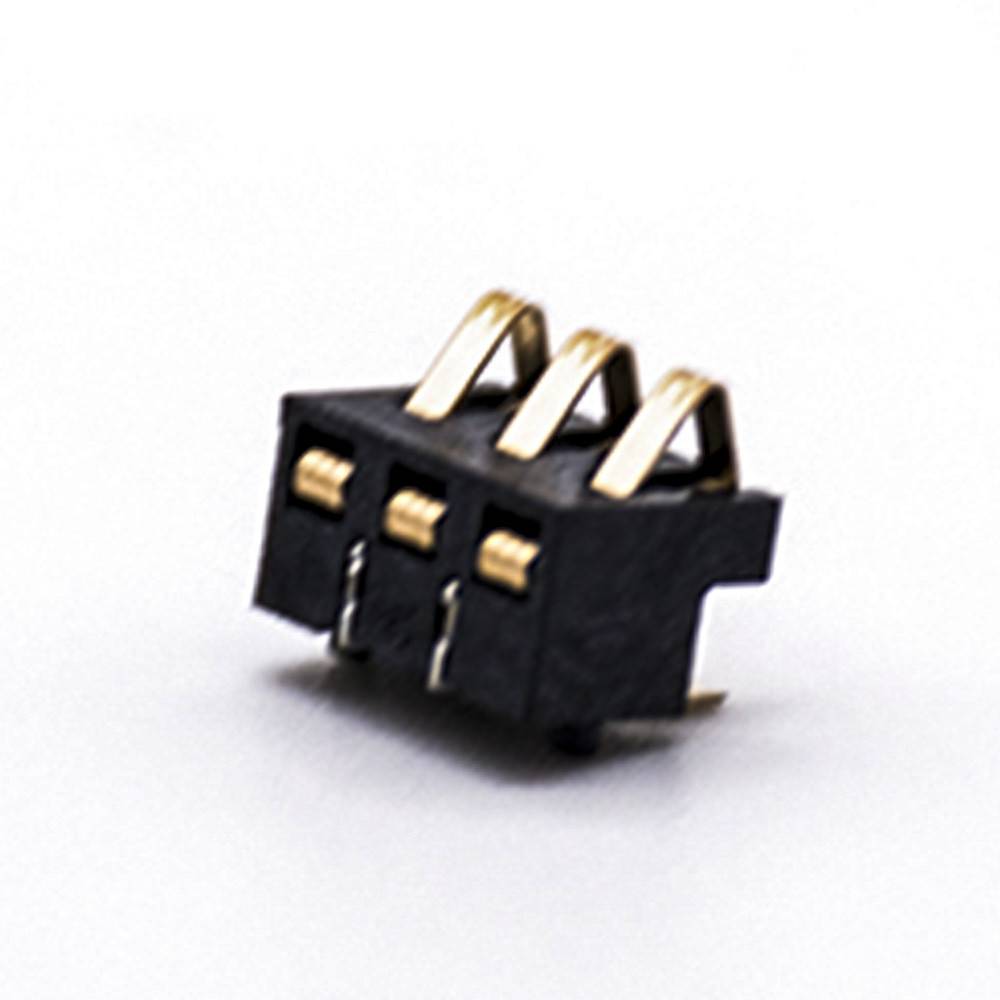 手机锂电池座间距2.5MM3芯塑高4.0H镀金弹片