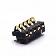 电池连接器弹片5芯镀金接PCB板2.5PH塑高3.5H