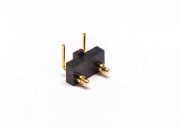 精密弹簧针连接器PogoPin间距5MM2芯针轴黄铜镀金尾部折弯