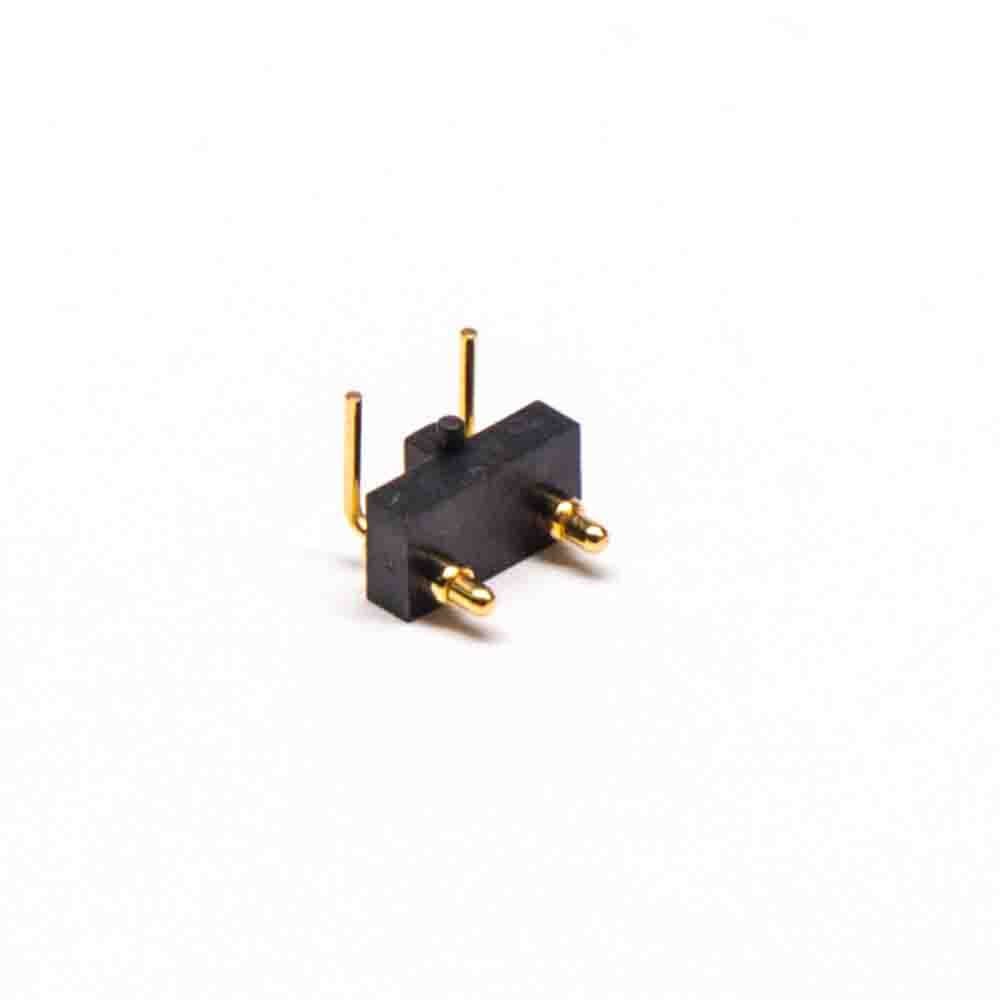 精密弹簧针连接器PogoPin间距5MM2芯针轴黄铜镀金尾部折弯