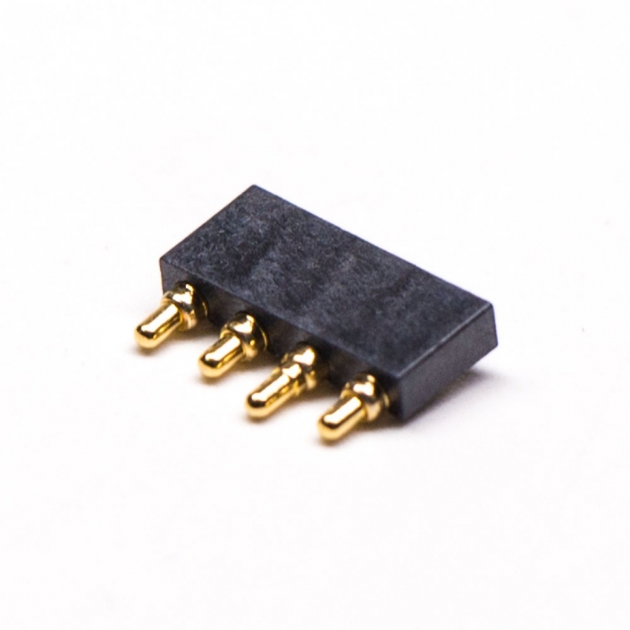 弹簧针Pogopin连接器4芯平放焊接式镀金黄铜2.5MM