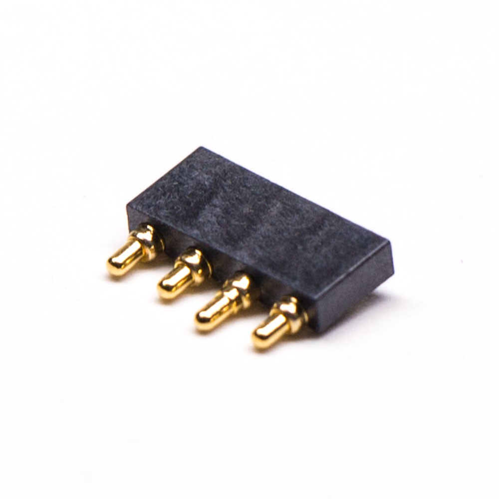 弹簧针Pogopin连接器4芯平放焊接式镀金黄铜2.5MM