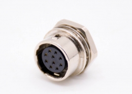HR10圆形连接器10芯母孔型插座直式PCB穿孔后锁板HR10