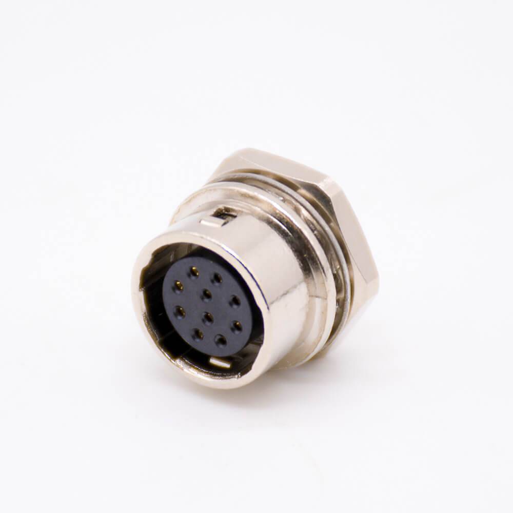 HR10圆形连接器10芯母孔型插座直式PCB穿孔后锁板HR10